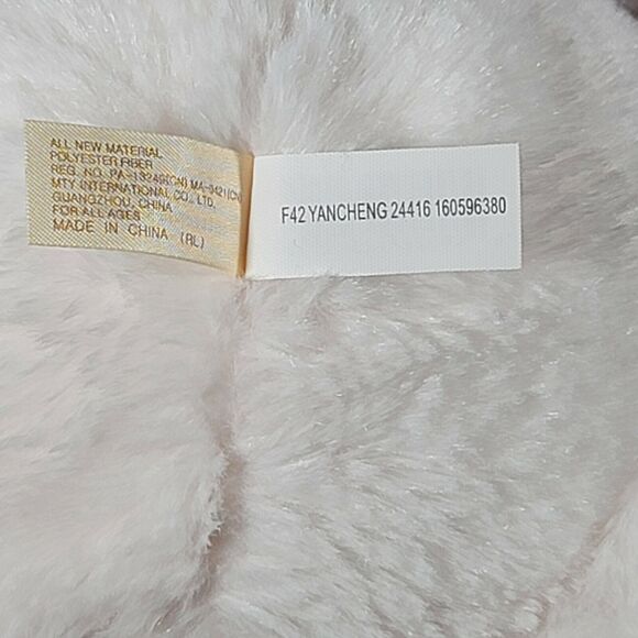 White Teddy Bear Plush Bear Dan Dee Pink Heart Paws Bow Stuffed Animal Valentine - Picture 8 of 9